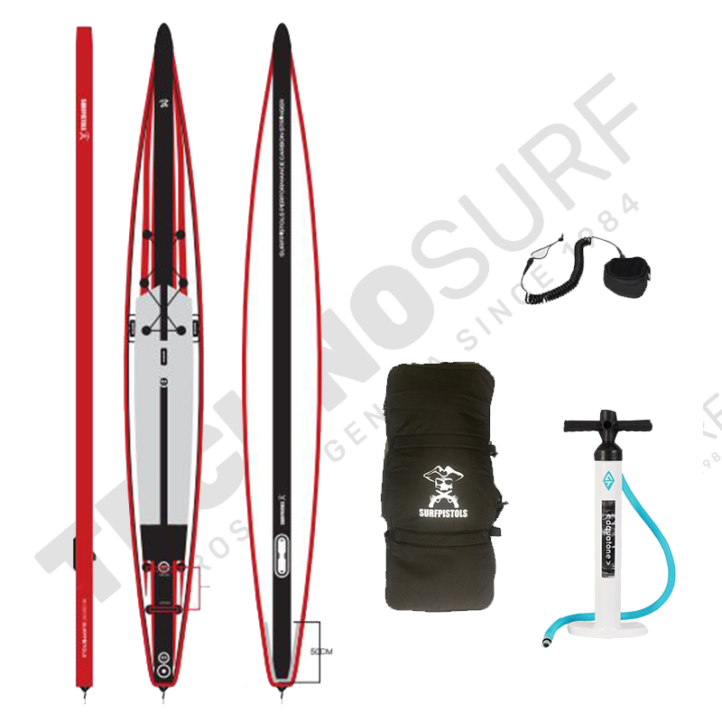Pack Stand Up Paddle Gonflable SURFPISTOLS Performance Race Carbone 18' - 2021