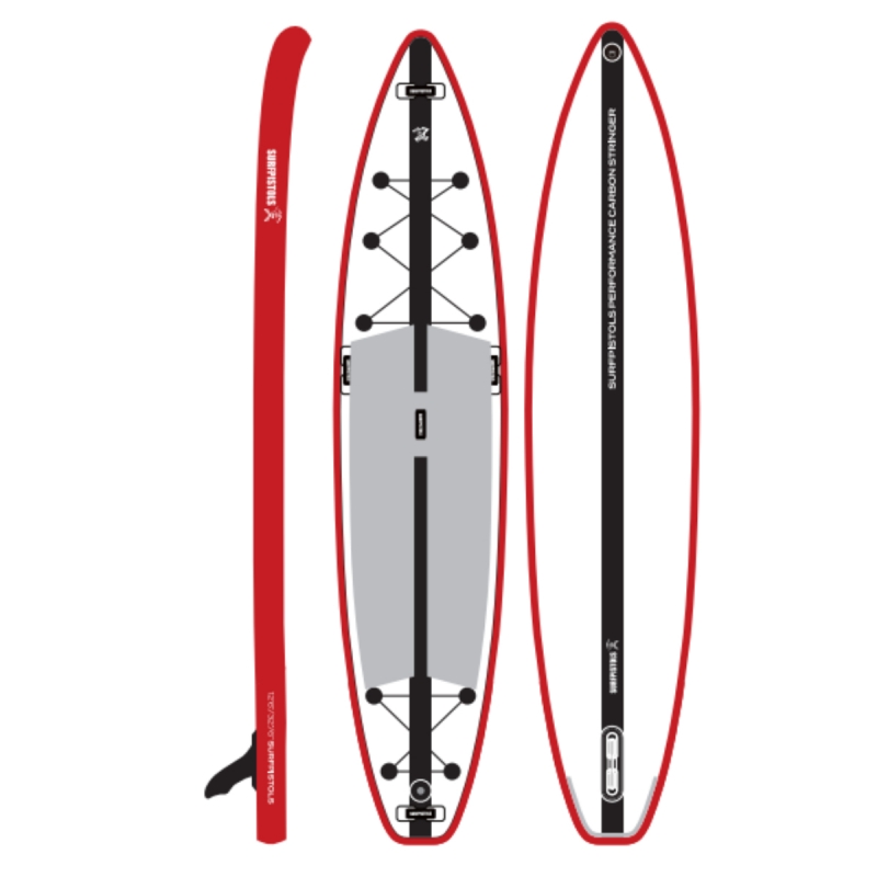Pack Stand Up Paddle Gonflable SURFPISTOLS Performance Trek Carbone 12'6''